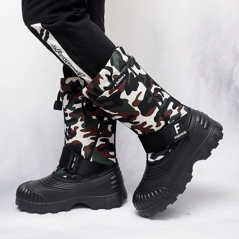 

Men's High Top Snow Boots Waterproof Anti-Slip Warm Fashionable Versatile Winter Cold Weather Footwear