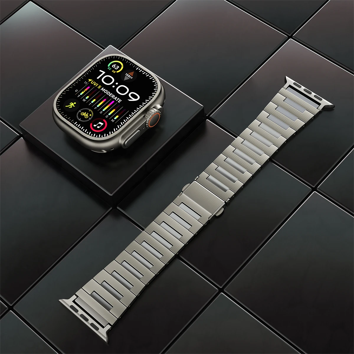 Correa de lujo de titanio para Apple Watch Ultra 2, pulsera de negocios para iWatch Series 9, 8, 7, 6, 5, 4, se 3, 49mm, 41mm, 45mm, 44mm, 42mm