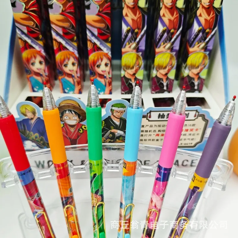 24PCS New Anime One Piece Series 0.5mm Gel Pen Cartoon Creativity Printing Click Pen Stationery Supplies Birthday Gift view 4