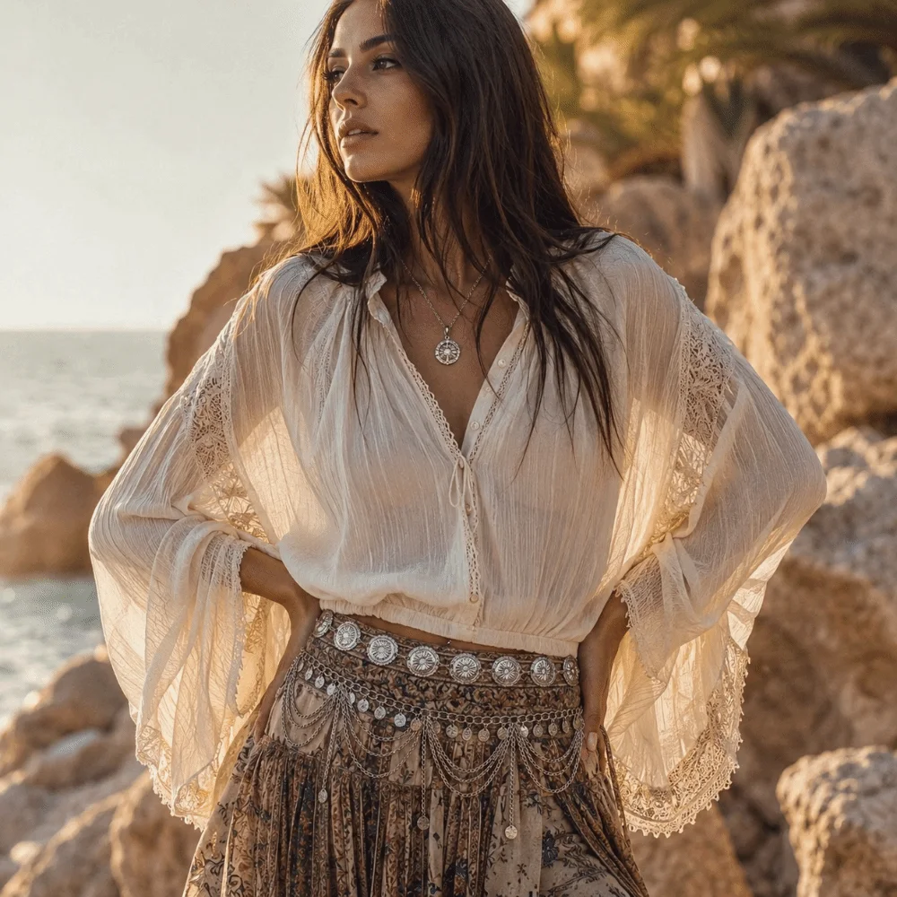 Bohemian Hollow Out Multi Layer Waist Chain Elegant Shiny Fringe Belt Tassel Delicate Dance Accessories Vacation