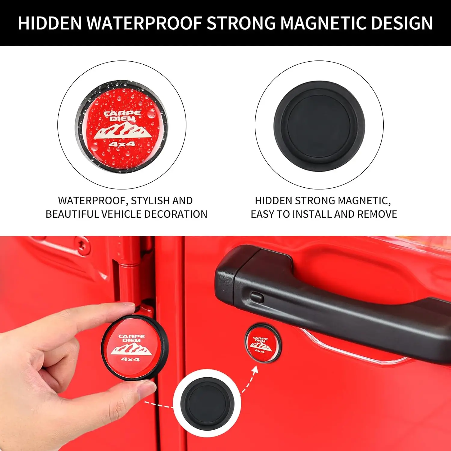 3Pcs Magnetic Keyhole Covers for 2018-2024 Jeep Wrangler JL & Gladiator JT Car Door Key Hole Trim Cover