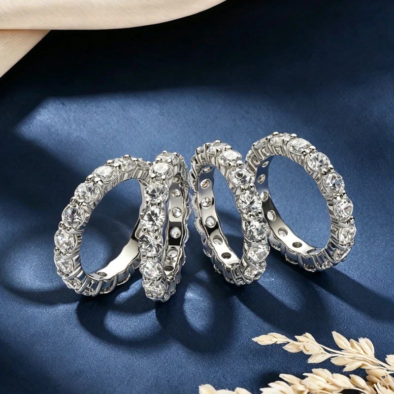 Rrjzz 4MM Voll-Moissanit Ehering für Frauen D-Farbe Laborgezüchteter Diamant Verlobungsring GRA Schmuck Geschenke – Detail 2