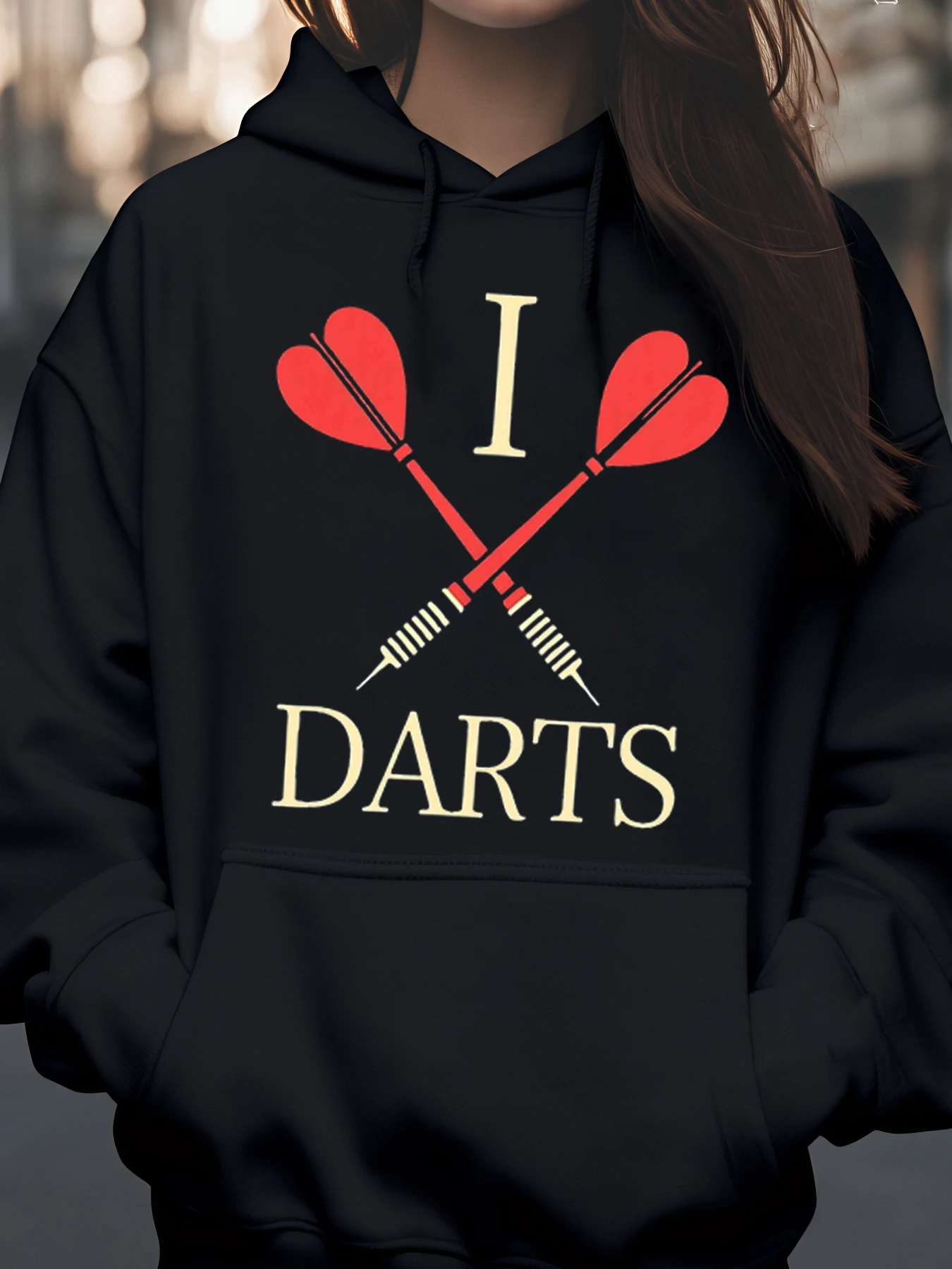 Bluza z kapturem dla fanów darta z motywem krzyżujących się lotek – idealna na co dzień.