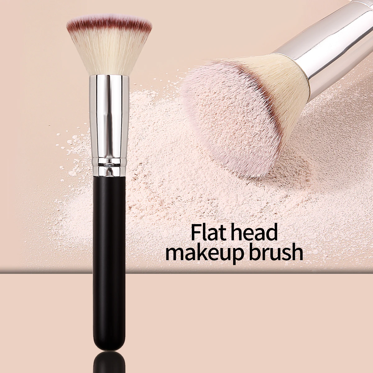 Pinceau de maquillage à tête plate haut de gamme, brosse ample, pinceau à blush, outil de beauté du visage pour les mains/expert, 1 pièce