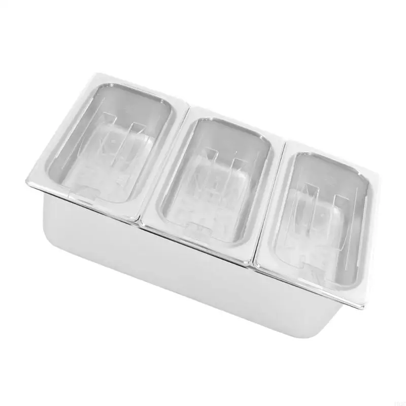 

Stainless Steel Pan for Buffet and Restaurant Use 3-compartment Fruit Tray 193C