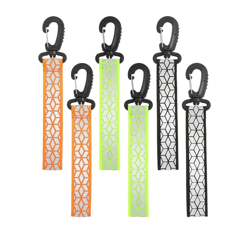 Top!-6Pcs Reflective Strips, Safety Reflector Pendants Reflective Pendants Safety Key Chains For Backpack Clothes Cycling