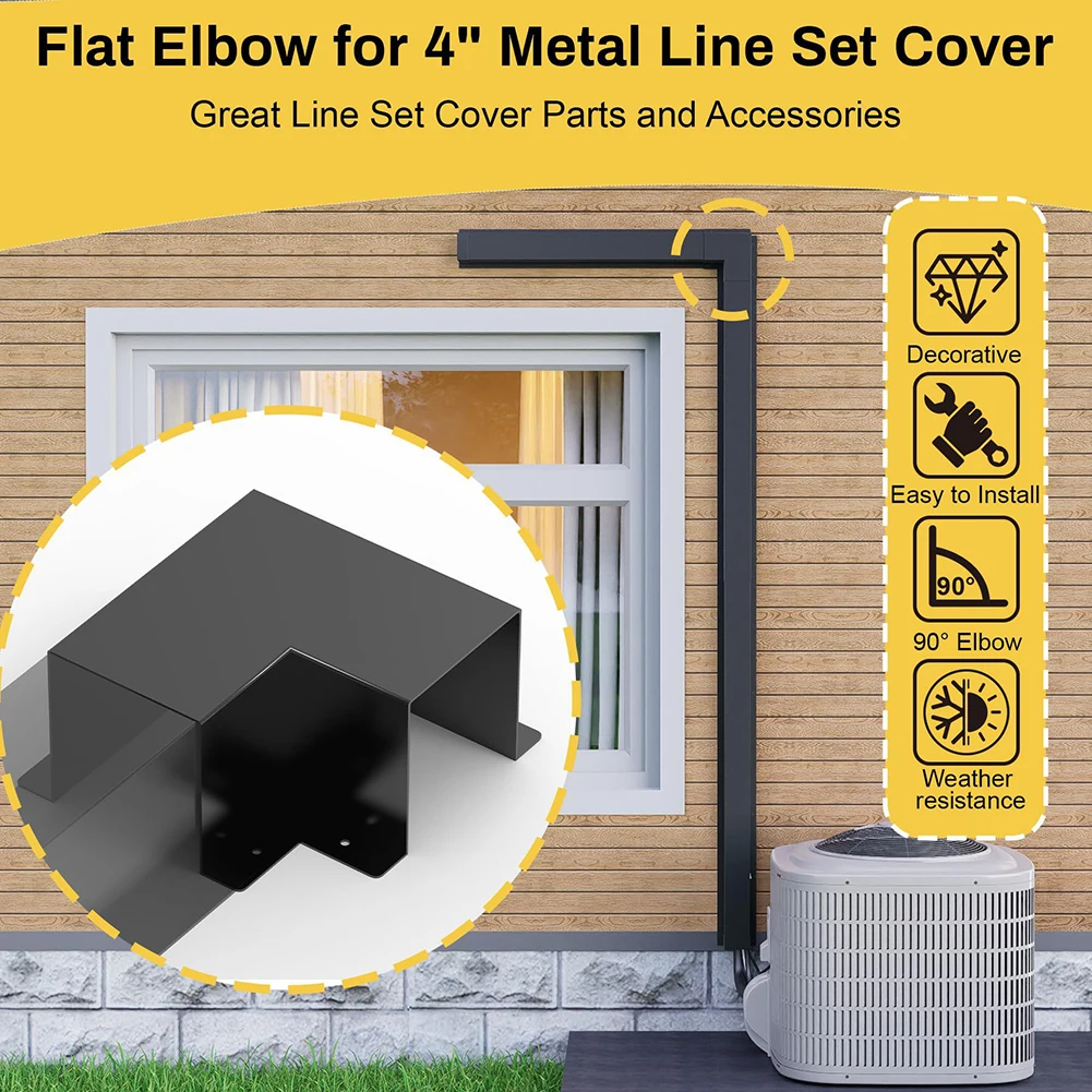 1pc Decorative Air Conditioner Cable Cover 90 Degree Flat Metal Elbow Line Cover Fittings For Ductless For Mini Splits