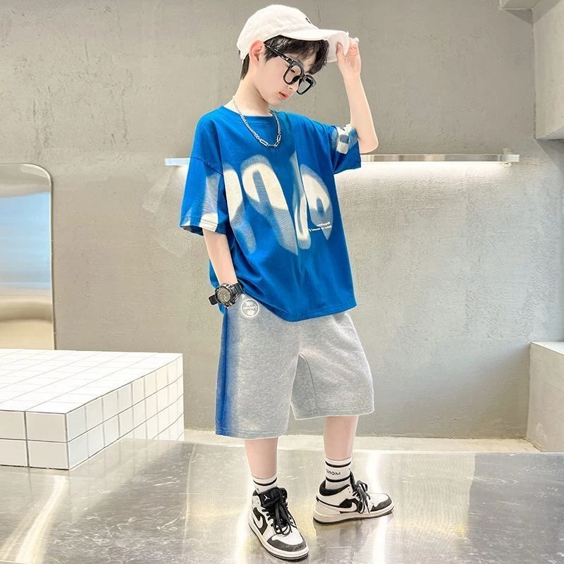 طباعة الأولاد مجموعات البلوز الاطفال أزياء الأطفال 8 إلى 14 سنة طفل ملابس الصيف ارتداء تيز الملابس مجموعة الكرتون الأطفال #6