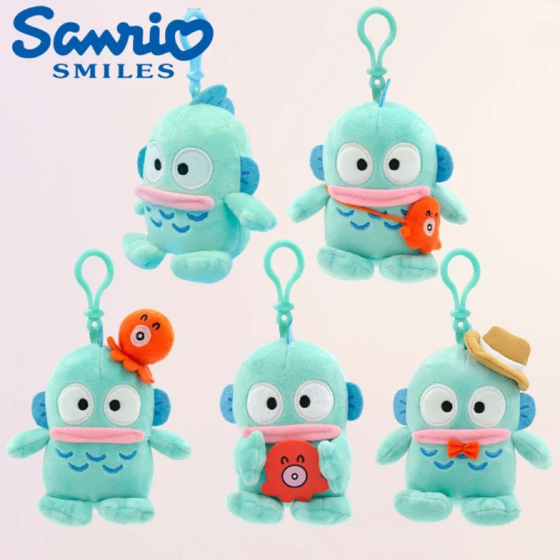 

12cm Sanrio Cartoon Kawaii hangyodon Plush Toy Anime Stuffed Animals Keychains Small Pendant Backpack Hangings