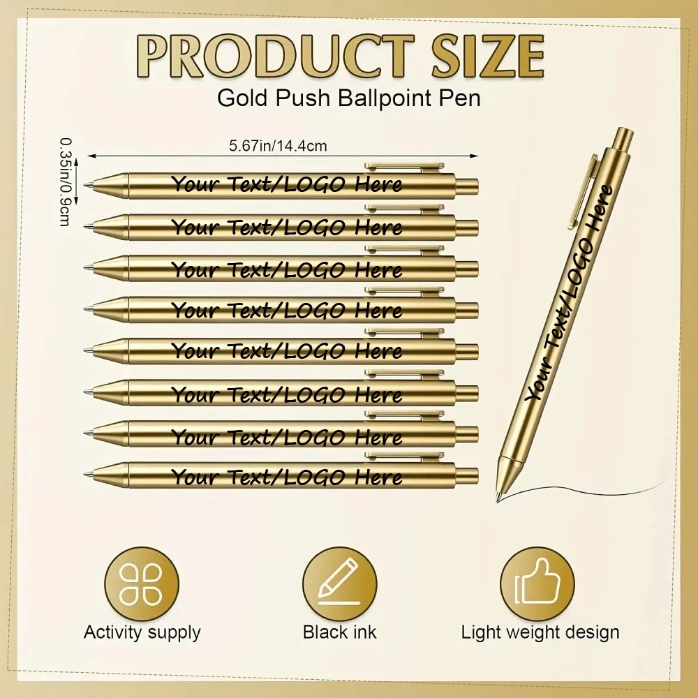 28/38/48PCS Custom Luxury Ballpoint Pen Set with a Kraft Gift Box Retractable Black Ink Laser-Engraved Text Smooth Writing Pen