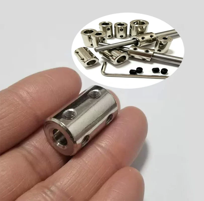 1Pc 45# Steel Rigid Shaft Coupling Sleeve Connector 3/4/5/6.35/7/8/10/12mm Motor Transmission Coupler DIY Motor Mechanical Parts