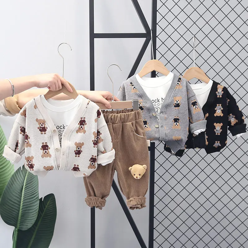 Children Fashion Clothes Suit Spring Autumn Kids Boys Girls Jacket Shirt Pants 3Pcs/Sets Kids Toddler Clothing Infant Sportswear