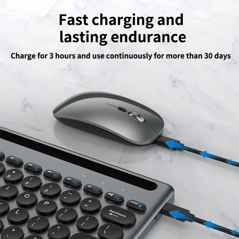 Tastiera Bluetooth Combinazione tastiera e mouse wireless 2.4G con tastiere per slot per schede per tastiere da gioco Android/iOS/Mac/Windows