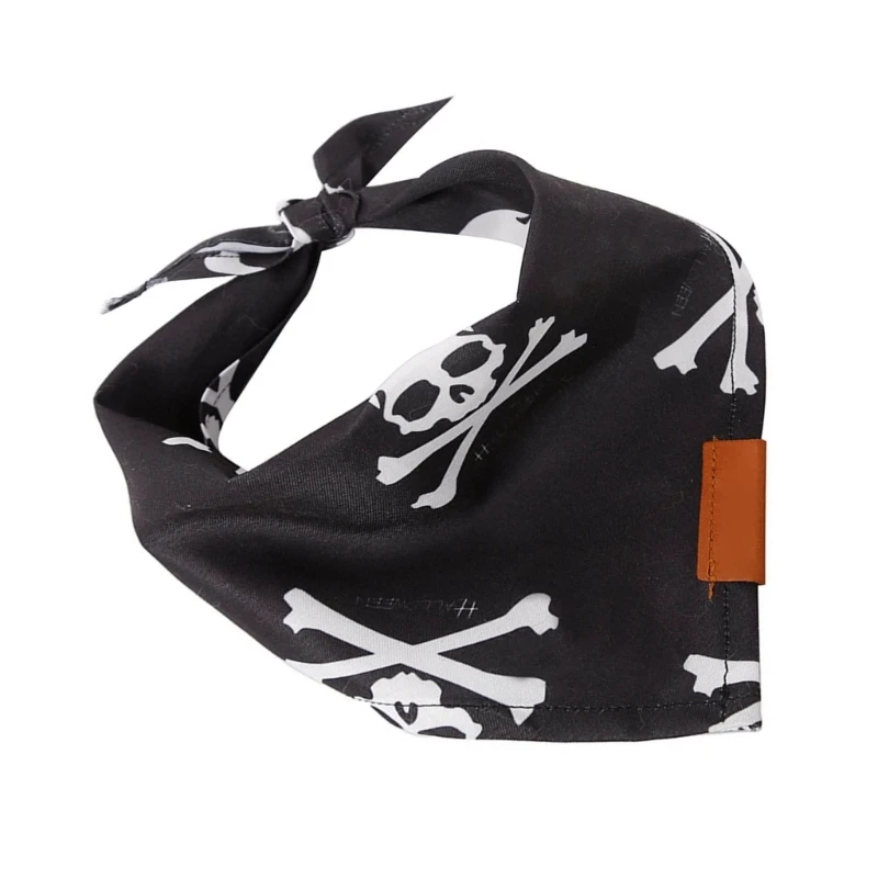 Bandanas en forme tête mort pour chien, écharpes triangulaires, foulard pour animaux compagnie, Halloween