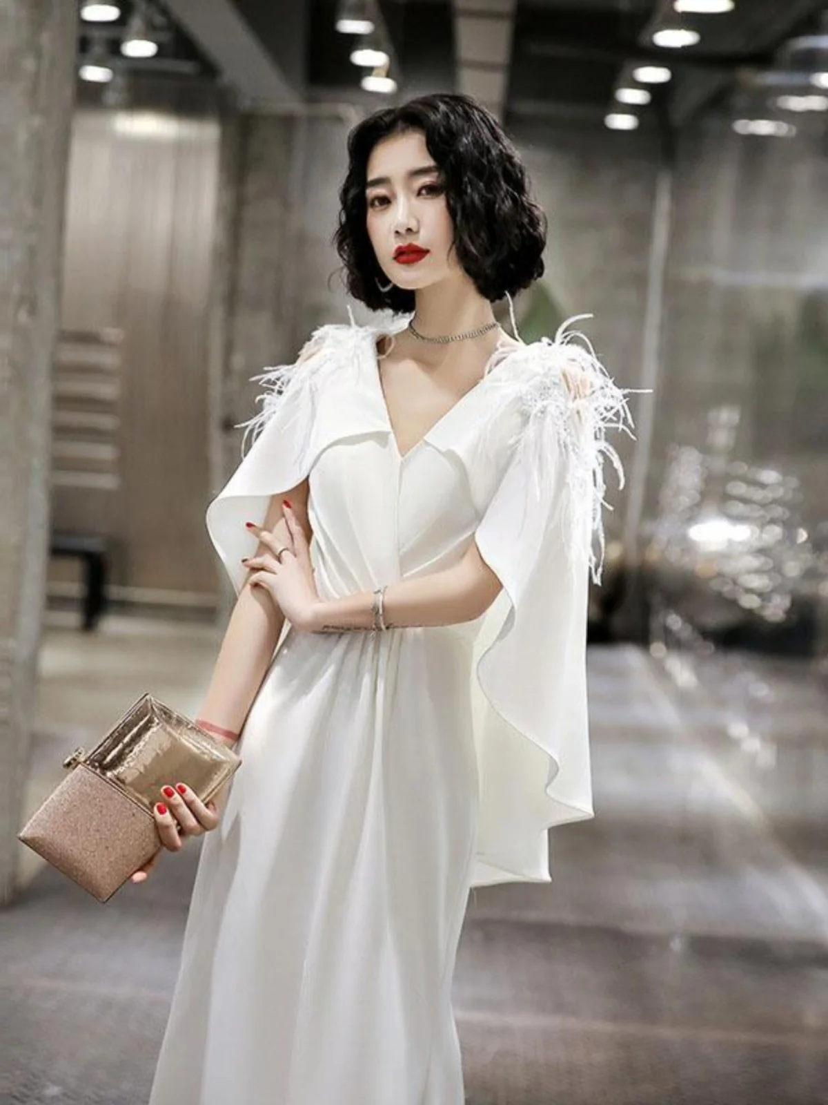 

Ele Long Queen Sle Dr White Evening New 2024 Summer Lady Aosphere Queen Skirt Evening Gown Women's Faion