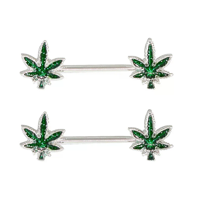 Jewelry Sexy Crystal Leaf Nipple Bar Rings Nipple Ring Barbell Body Piercing Fashion Accessory