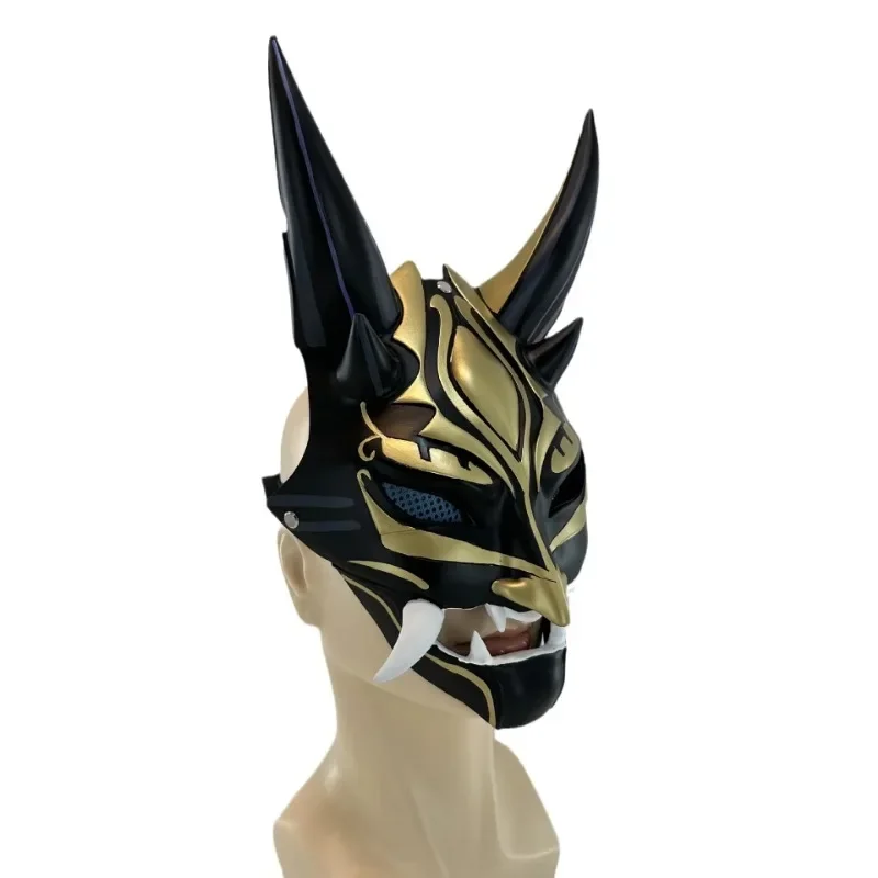 Juego Genshin Impact Xiao casco de resina máscara de Cosplay luz Led casco de PVC accesorio de fiesta de Halloween disfraz de Carnaval