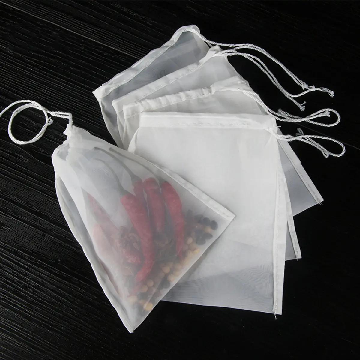 3Pcs Washable Drawstring Filter Bags Nylon Mesh Strainer for Nut Milk Coconut Milk Cheesecloth Alternative Yogurt Strainer Pouch