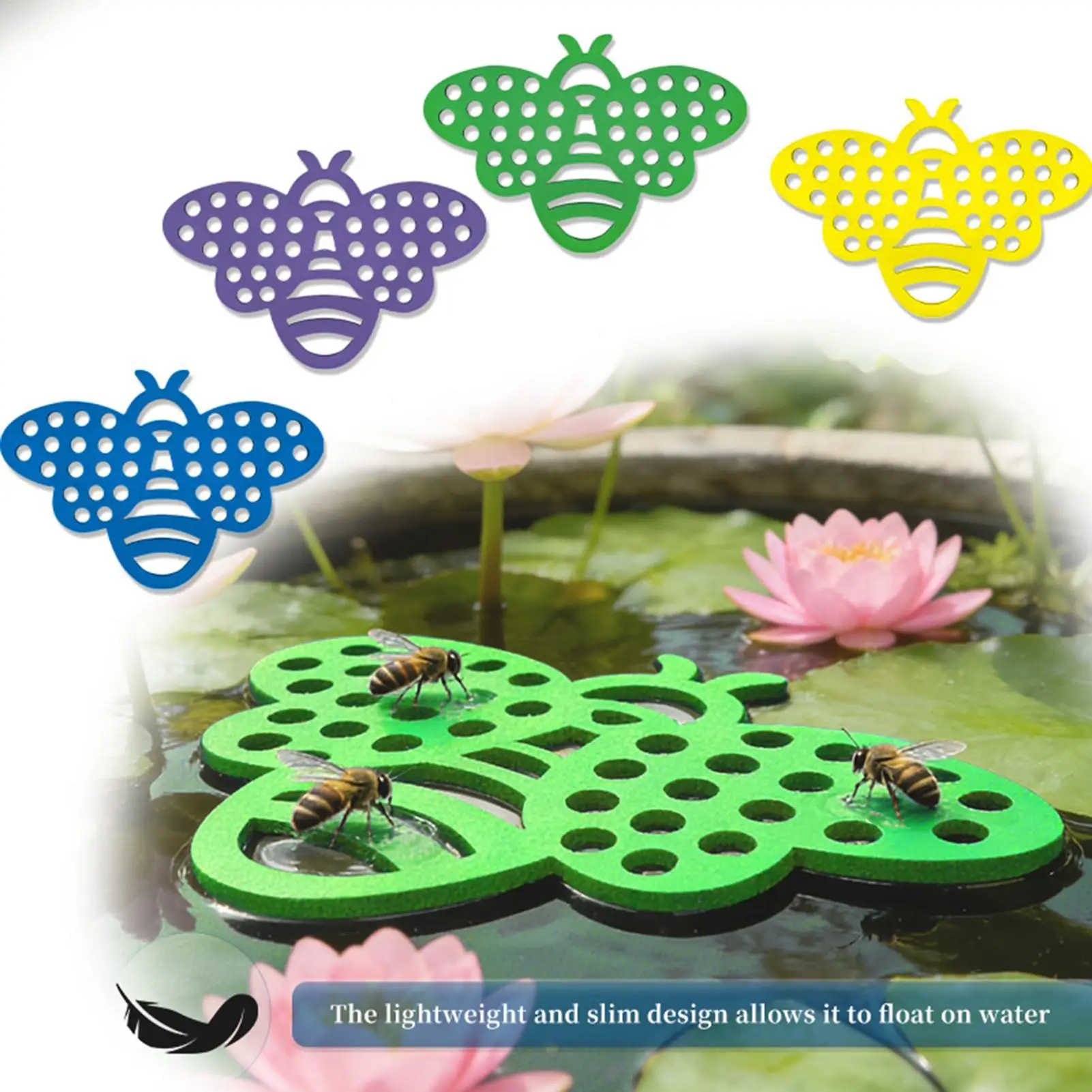 4Pcs Floating Bee Island Anti-Drowning Floating Bee Island Waterer Drinking Tray with Luring Cups for Beekeeping tools