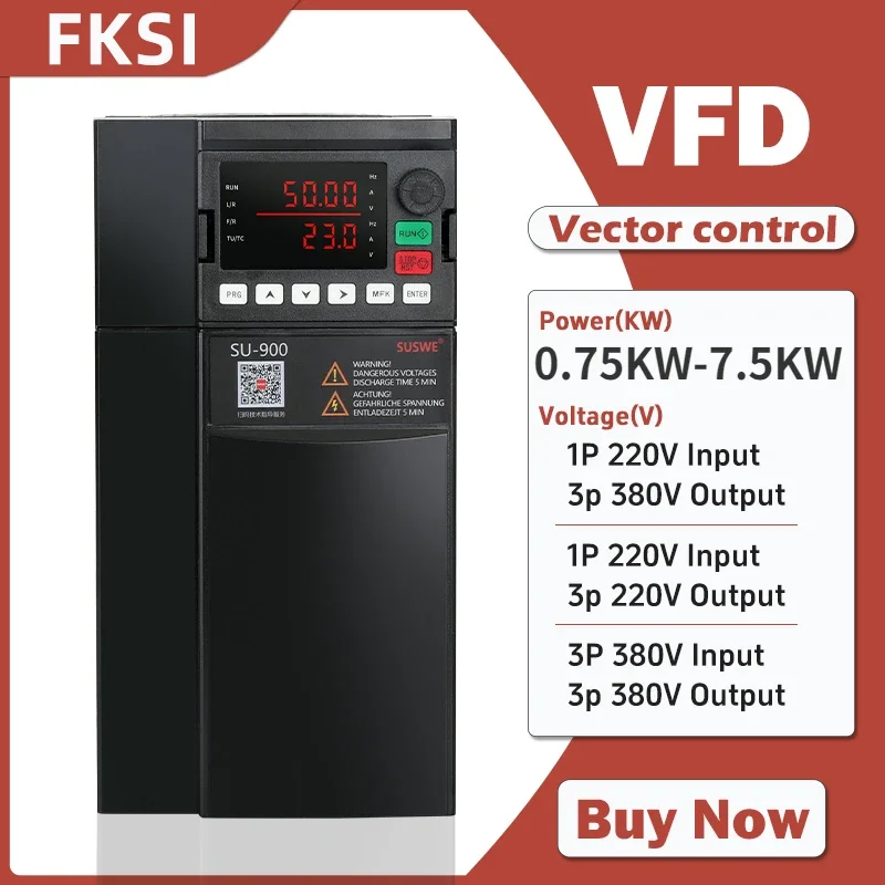 SU800/900 VFD Inverter 0.75KW-7.5KW variable frequency converter 220v Single Phase 380v 3 Phase Adjustable Speed Drive Converter