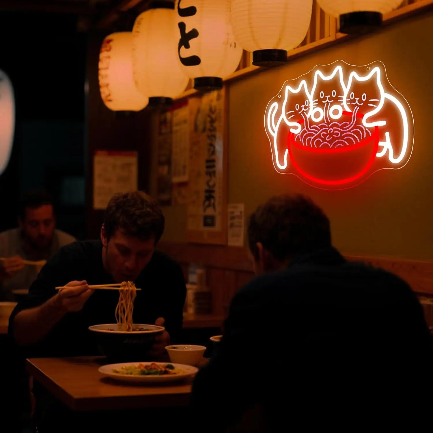 رامين القط الشعرية النيون نحت ضوء تسجيل جدار ديكور ل عكس الضوء رامين مطعم قاعة الطعام المطبخ كهف البيت رجل الكهف H