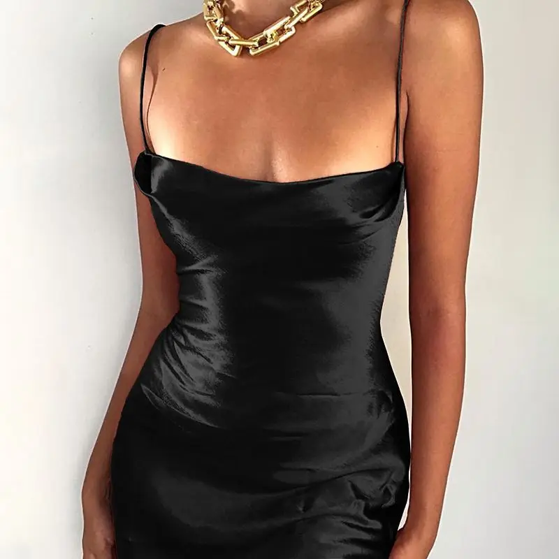 French Pure Desire Sister Style Satin-Trägerkleid für Damen, Sommer, neuer Stil, sensationelle Kollektion, Hüfttasche, Hüfte, langes Kleid