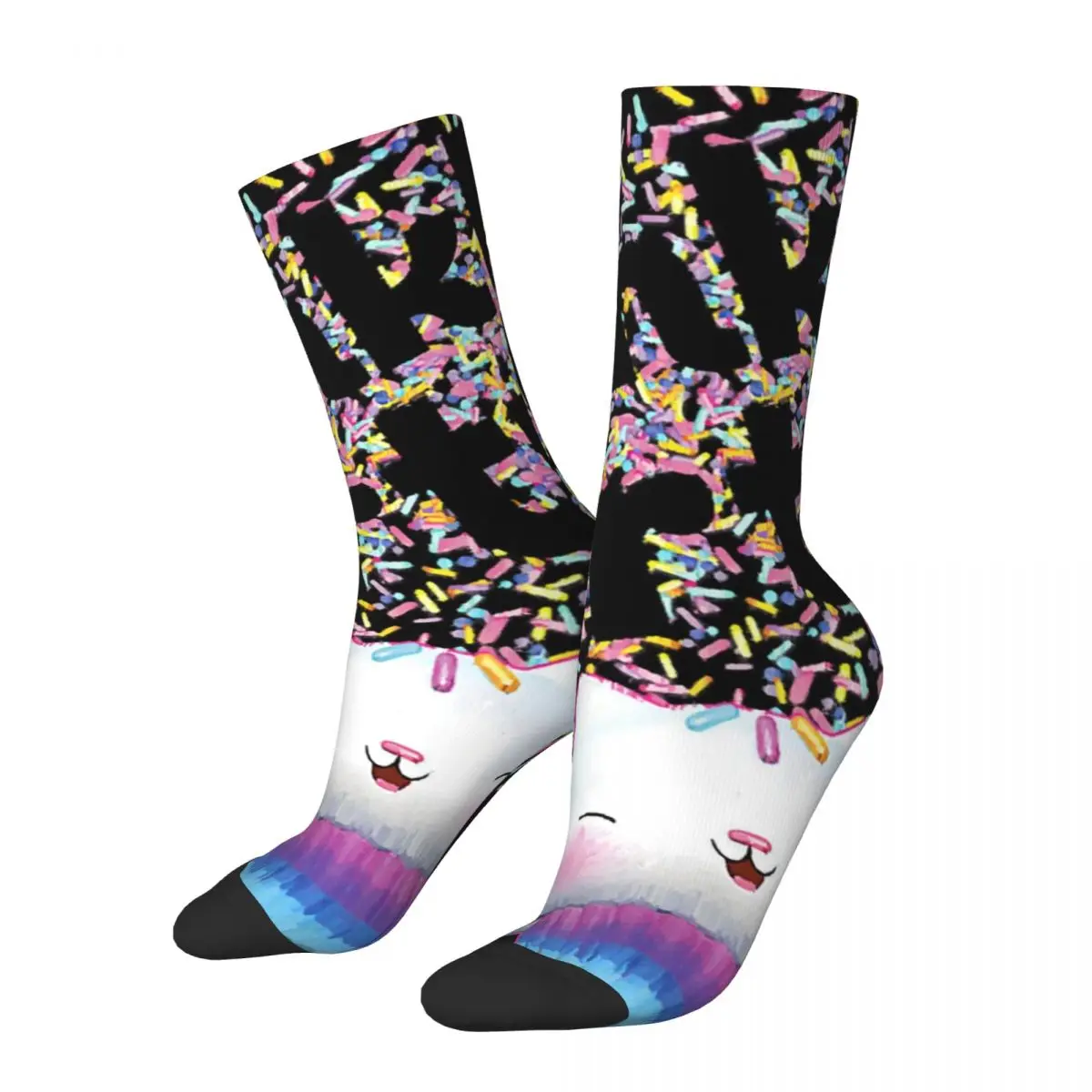 Hip Hop Vintage Cakey Cat Crazy Men's Compression Socks Unisex Gabby's Dollhouse Street Style Seamless Novelty Happy Crew Sock