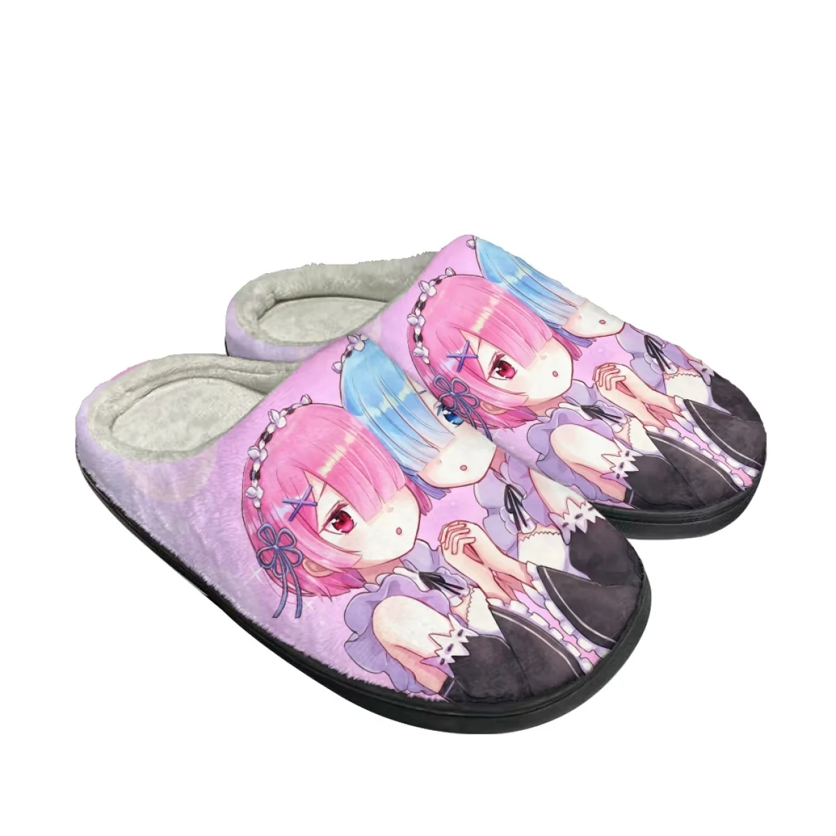 Life in Another World From Scratch Re Zero Ram and Rem Print Spring Autumn Unisex Cotton Slipper Breathable Slipper Custom Image