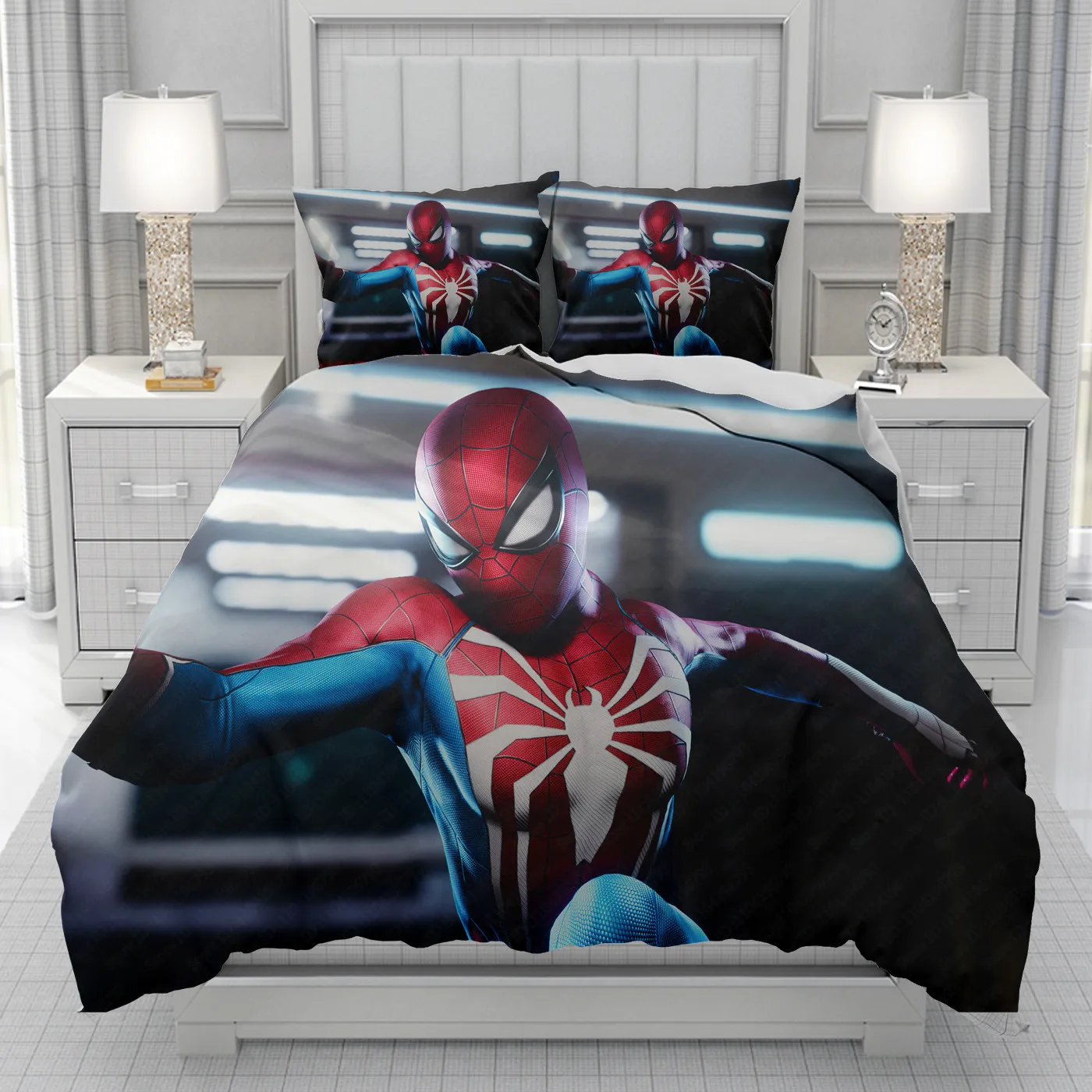 Spider Man superheroes Duvet Cover men women/Children KID Printing Disney cartoon Bedding Set  Comforter Bed Soft