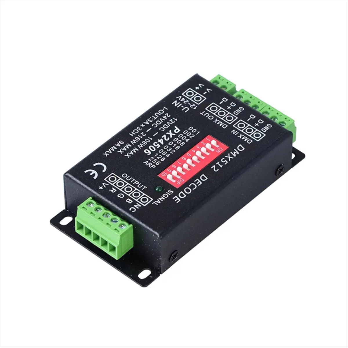 NEW! PX24506 DMX512 Decoder Driver DMX512 3CH X 3A Amplifier 108W-216W12V 24V DC LED Controller for RGB LED Strip LightsTape
