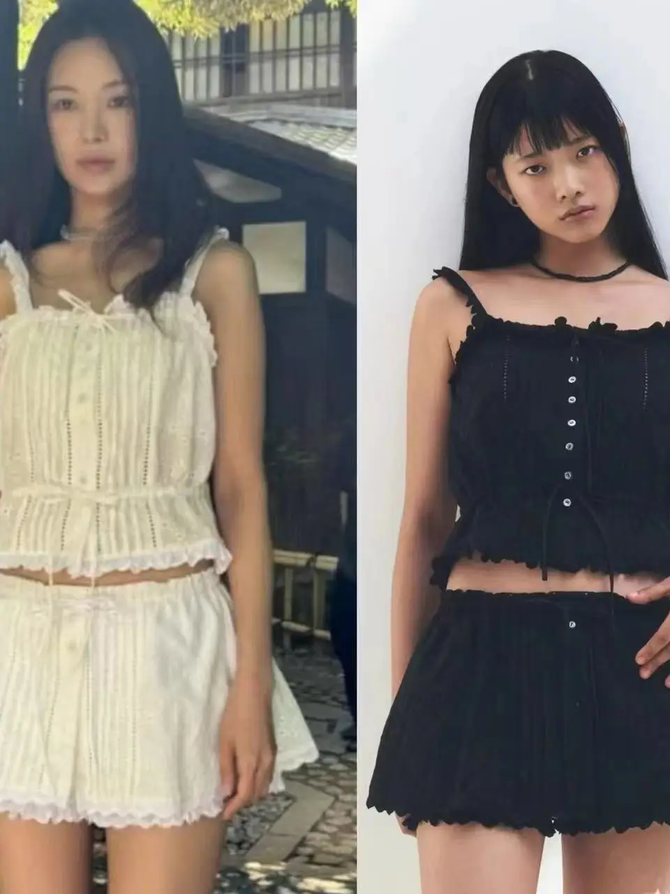 

Versatile Lace Hollow out Drawstring Waist Strap Vest Short Elastic Waist Skirt Pants Set Women's Fashion Summer Spring Outfit