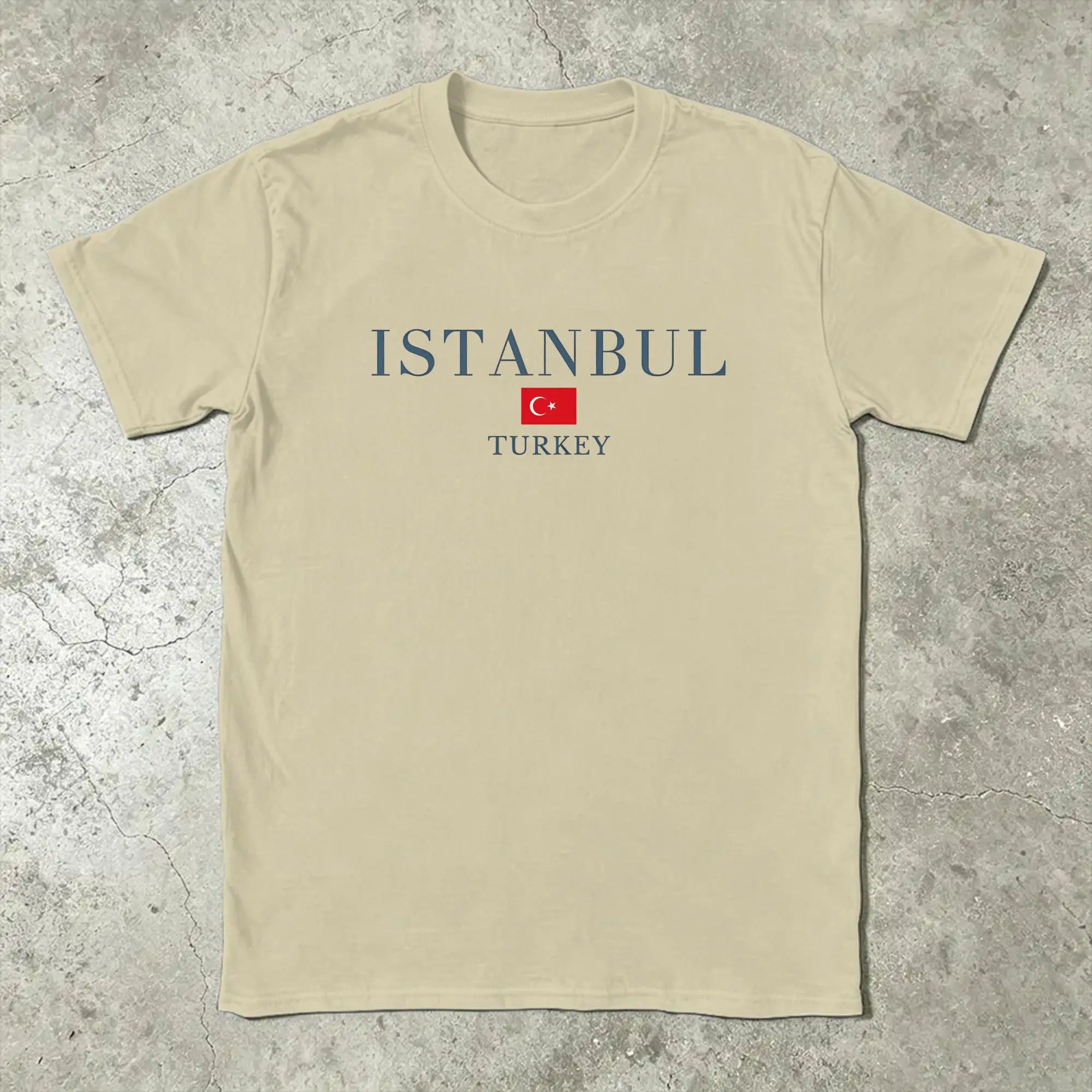 Turkey Istanbul Urban Landscape T Shirt Men's  Cotton Cool T-Shirt Round Neck  Tee Shirt Short Sleeve Tops Gift Idea