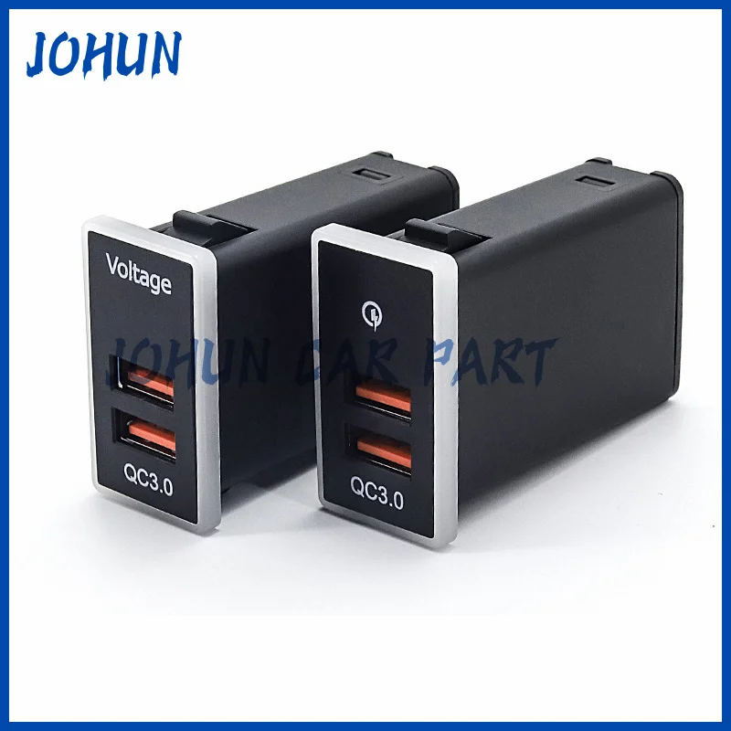 1 قطعة شاحن USB للسيارة واجهة موصل مقبس مزدوج QC3.0 عرض الجهد استخدام لتويوتا LC95 LC77 BB RAV4 فيوس كورولا كامري