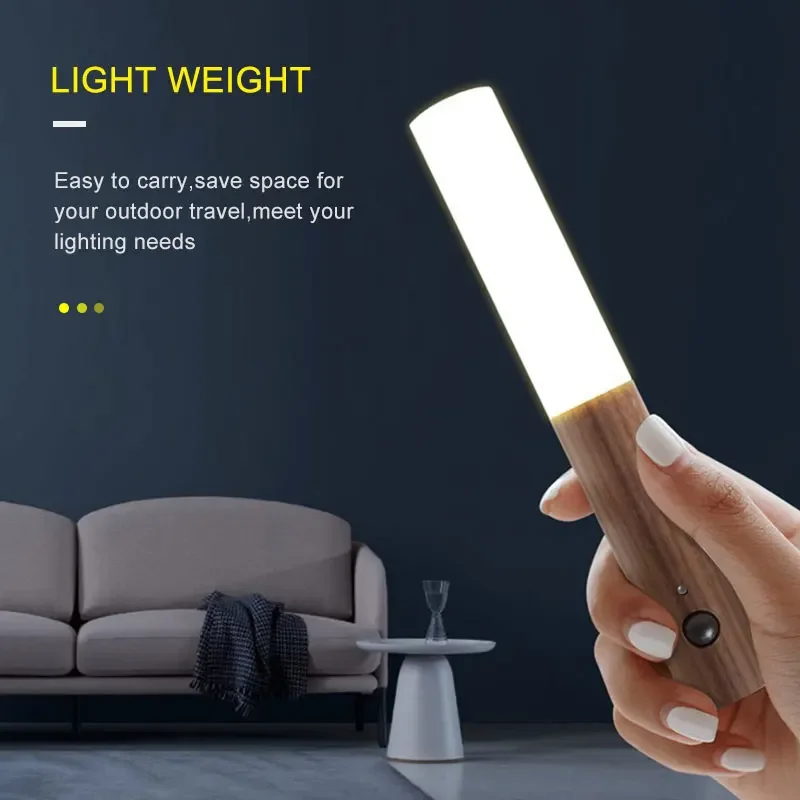 Human body induction small LED night light USB charging hallway induction light closet induction Wall light wooden art light