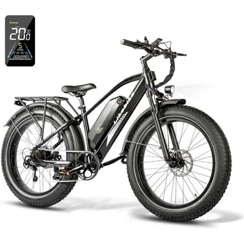 Image Lander Electric Bike for Adults,26" Fat Tire Electric Mountain Bike with 500W (Peak 720W) 48V 13Ah Battery, 25MPH