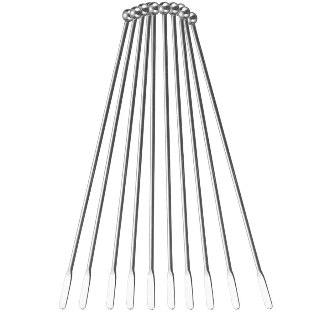 

10Pcs Stainless Steel Stirring Sticks Premium Metal Coffee Stirrer Cocktail Swizzle Stick Beverage Mixing Rods Bar Tool Long