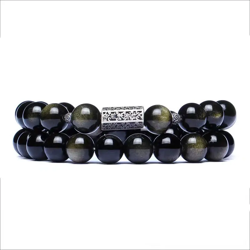 UMQ Original Obsidian Bracelet Men's Obsidian Buddha Beads Bracelet Simple Retro Popular Gift for Boyfriend