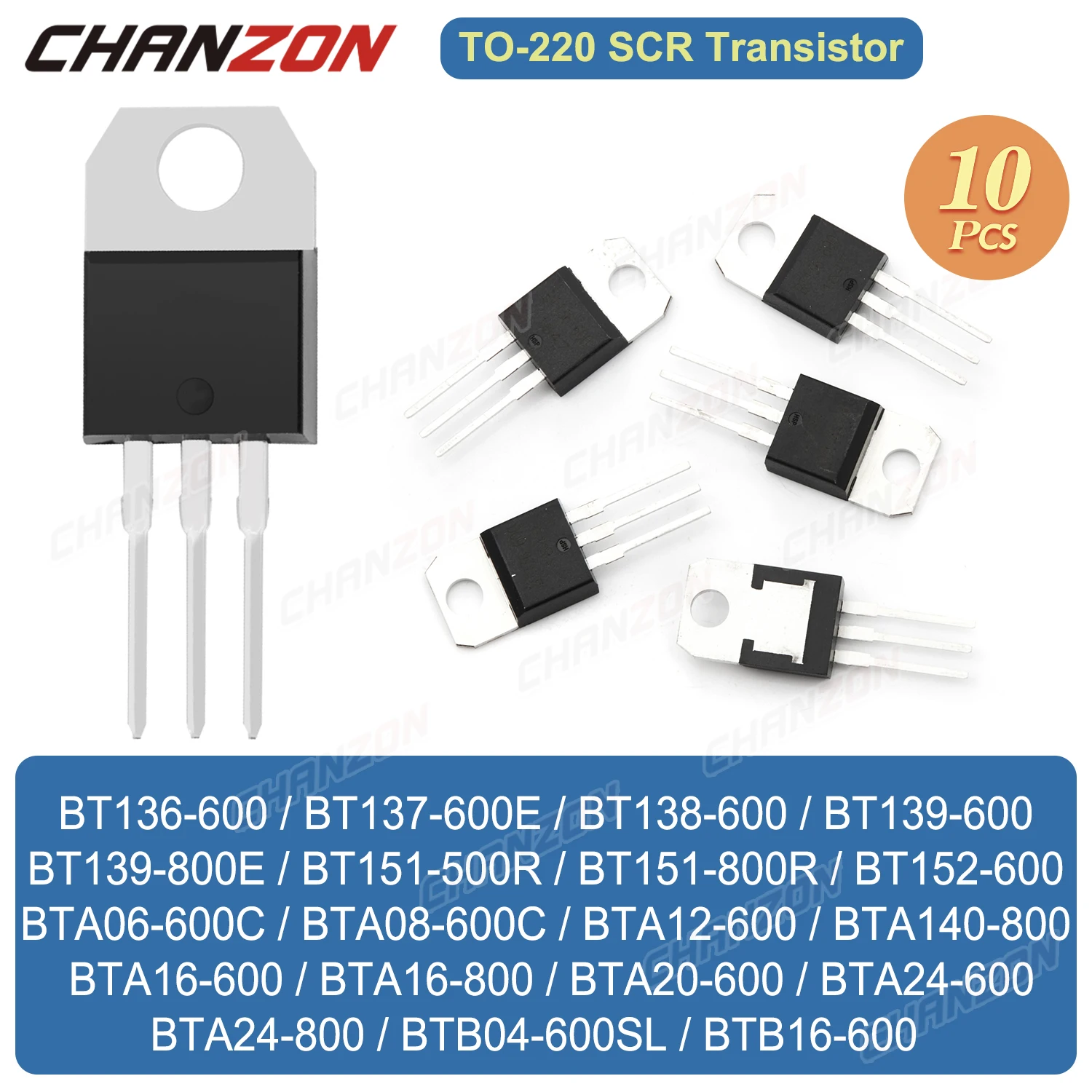 トライアックトランジスタscr,10個,to-220 bta16 bt136 Bta16-600B bt139 bt137 bt151 bta12 bt138 bta24 btb16 bt152 bta20 bta08 Bta12-600C