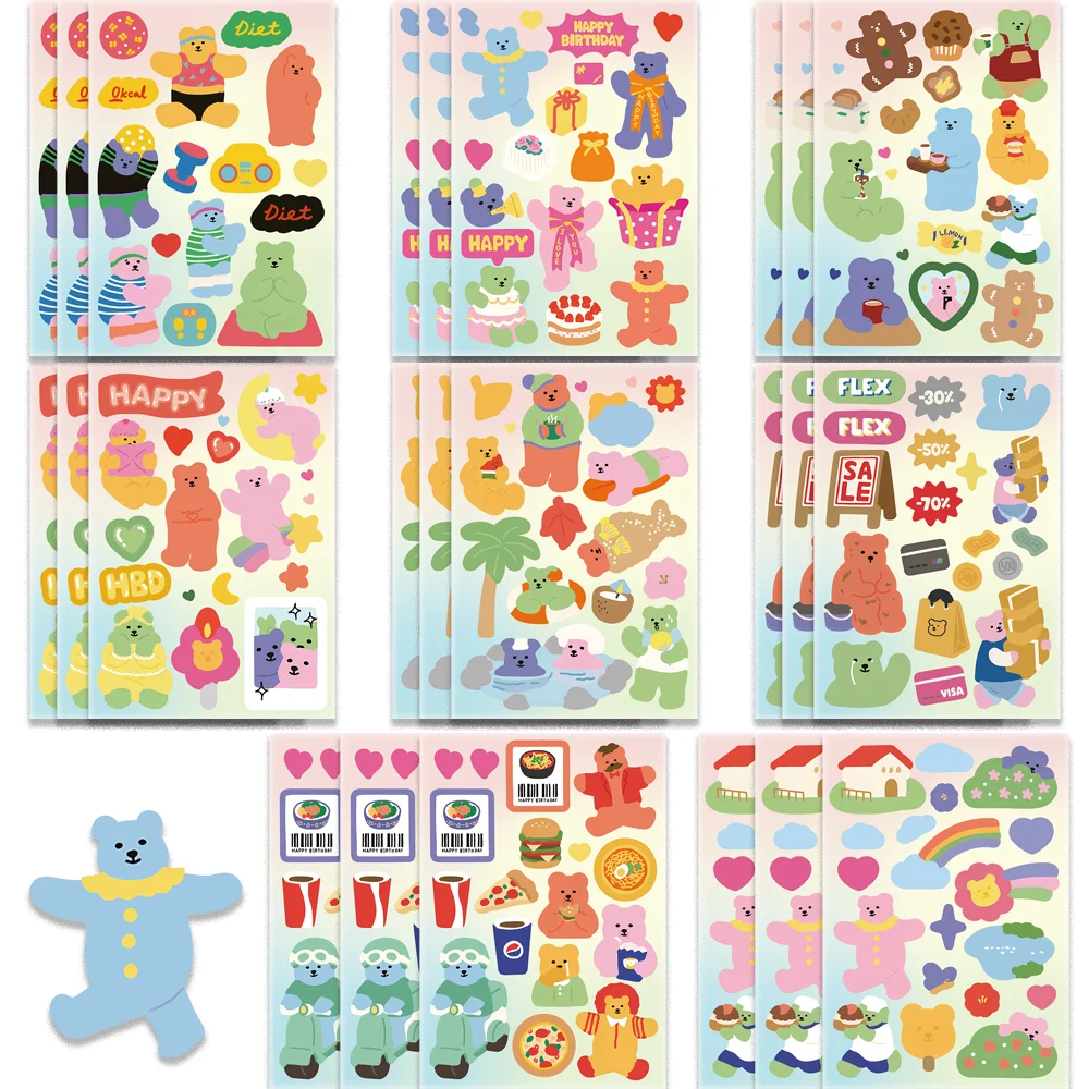 8pcs Funny Cute Dailylike Jelly Bear Stickers for iPad Scrapbooking  Stationery Computer Guitar Waterproof DIY Toy Sticker