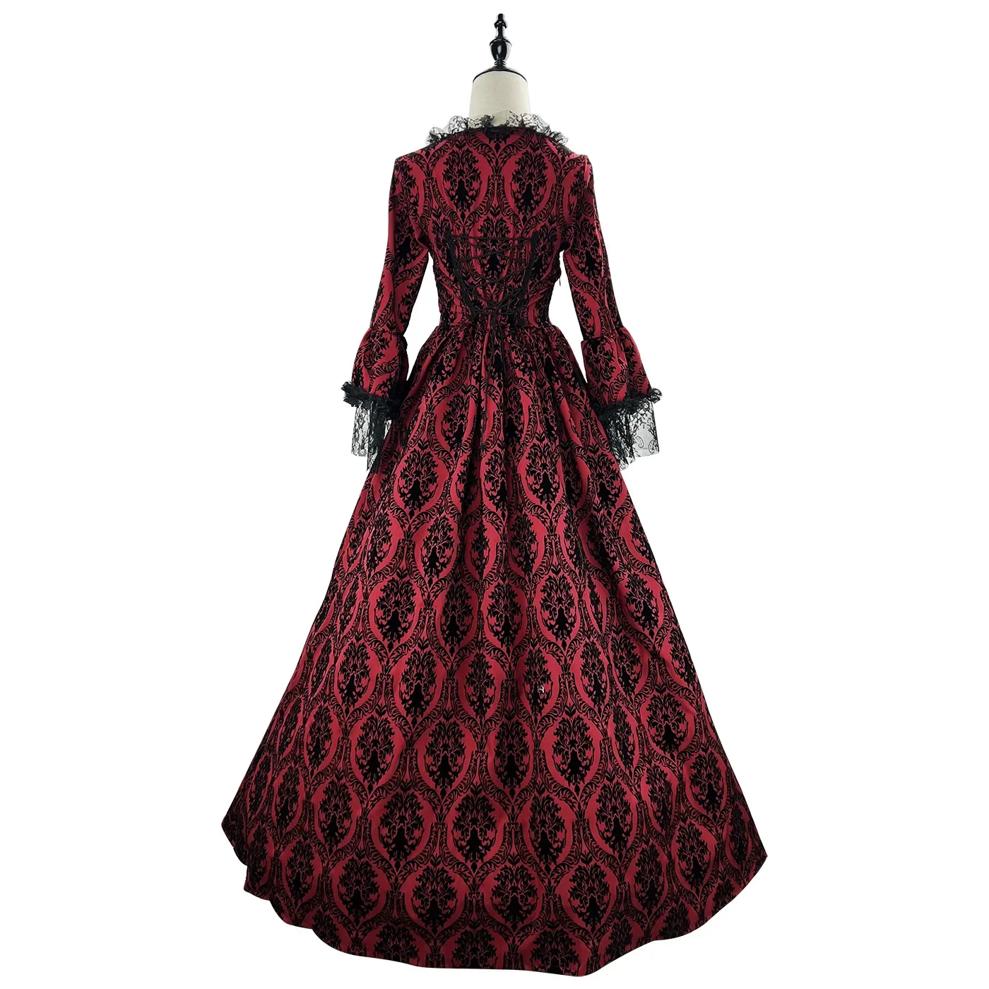 Lace trimmed Bell sleeve Medieval style Dress with A Courtly Vintage Aesthetic