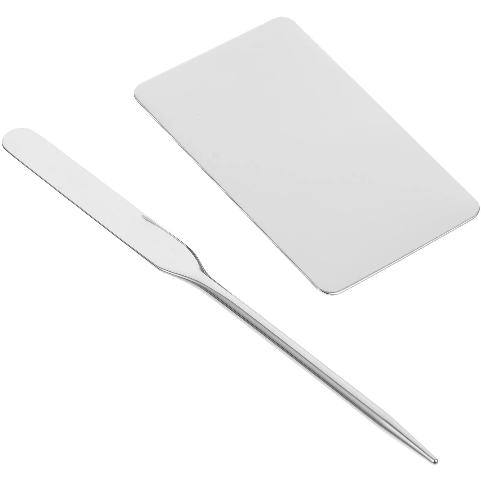 1Set Stainless Steel Makeup Mixing Palette Ring Flat Plate Spatula Nail Pigment Blending Tray Portable Professional
