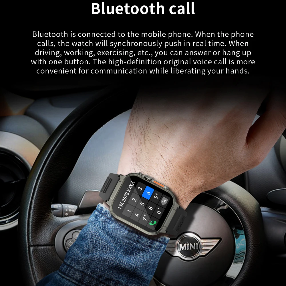 128M Local Storage Ultra Smart Watch Men Local Music Storage Smartwatch One Click Recording 600mAh Large Battery 100 Day Standby