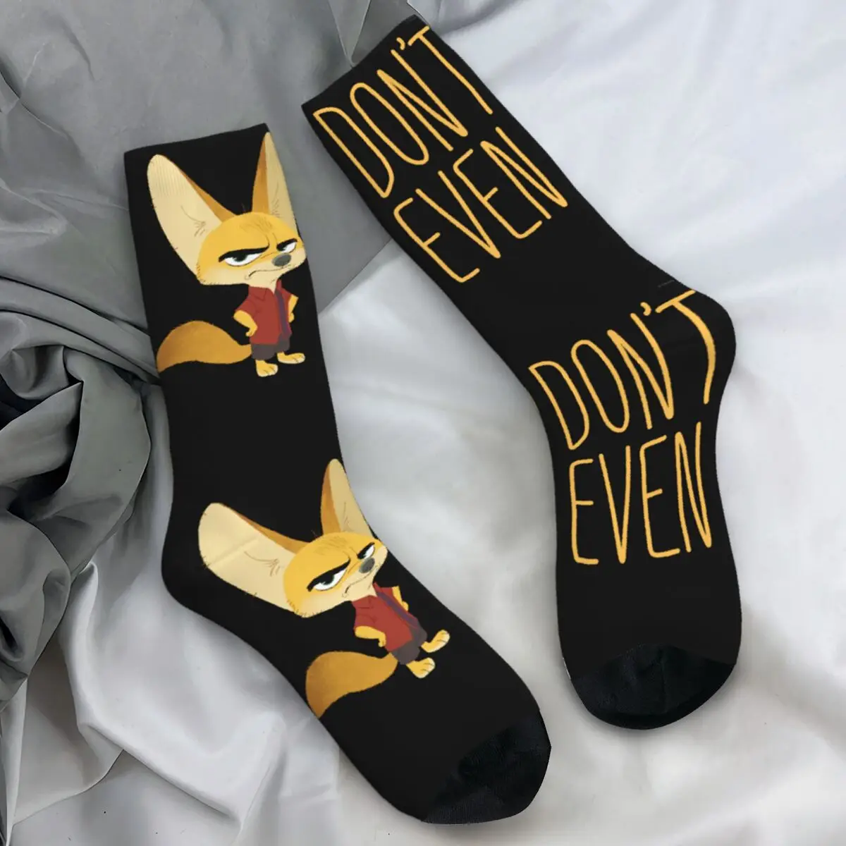 Zootopia Finnick Socks Casual Stockings Unisex Men Comfortable Skateboard Socks Winter Graphic Non Skid Socks