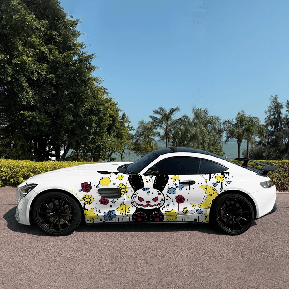 

Rabbit Doll Colorful Car Vinyl Wraps Decal Self-adhesive PVC Sticker Suitable for Trucks SUV Decoration Auto Accessories Gift