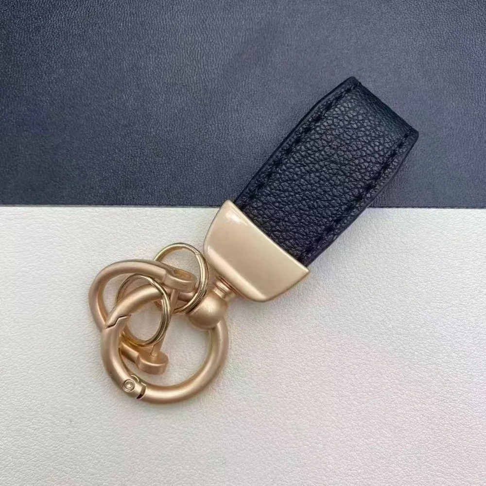Key Holder Luxury Genuine Leather Keychain Key Anti-lost Matte Buckle Leather Car Keyring Bag Charms Pendant Car Key Pendant