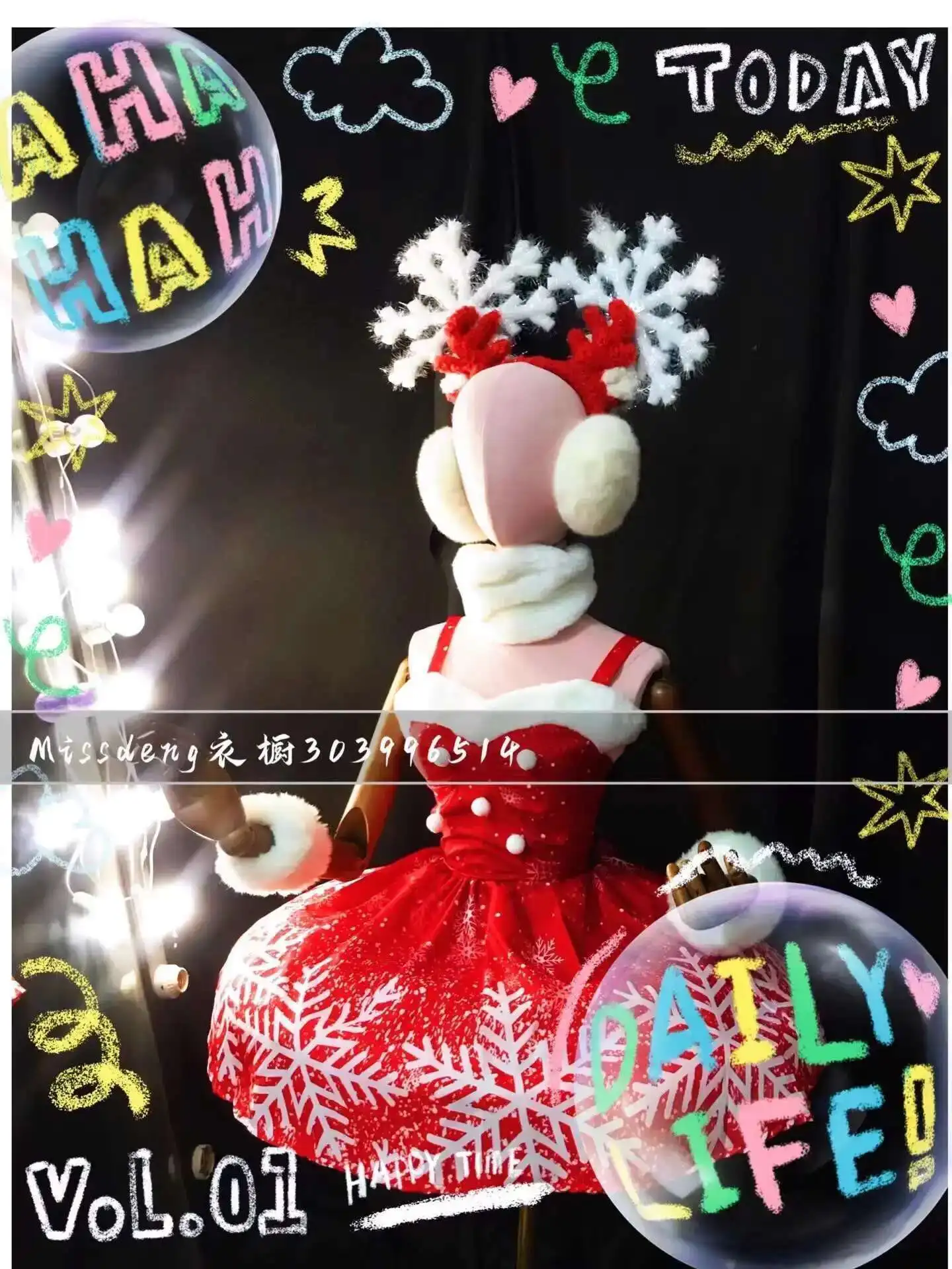 여성용 보수적인 크리스마스 퍼프 스커트 퍼레이드 의상 큰 후프 눈송이 엘프 드레스 공연 의상