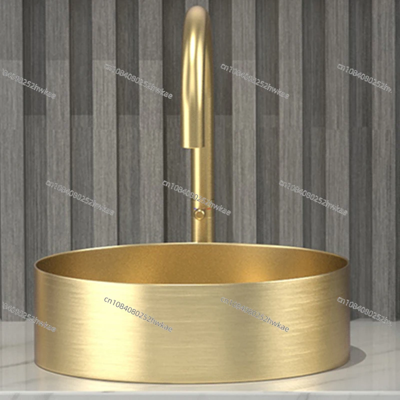 Modern Stainless Steel Round Washbasin Luxury Countertop Hotel Bathroom Sink
