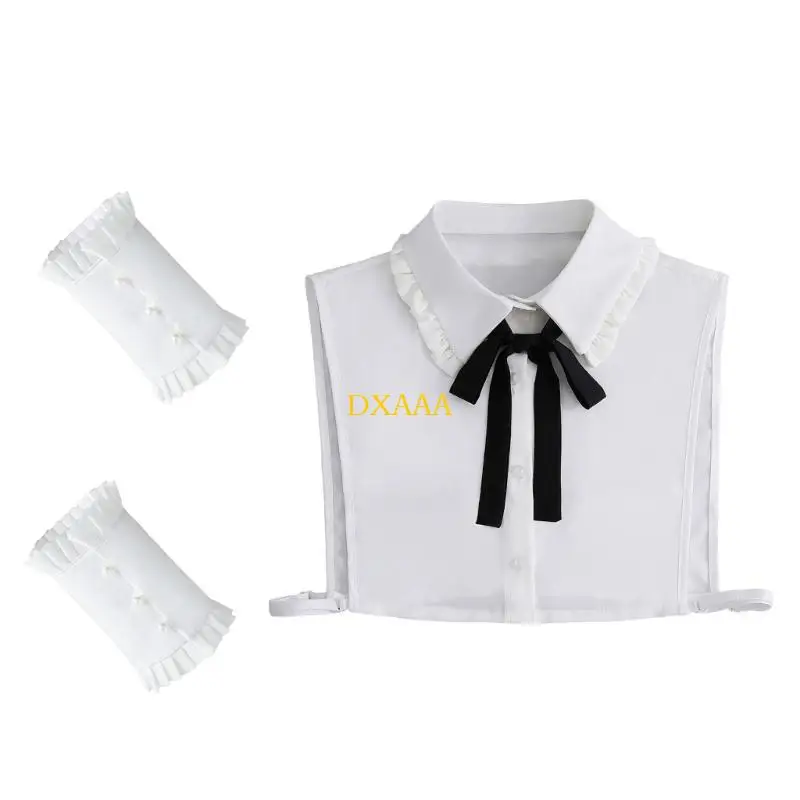 DXAA Womens Clothing Accessories Wrist Cuffs and Ruffle Bowtie Half Shirt Fake Collar