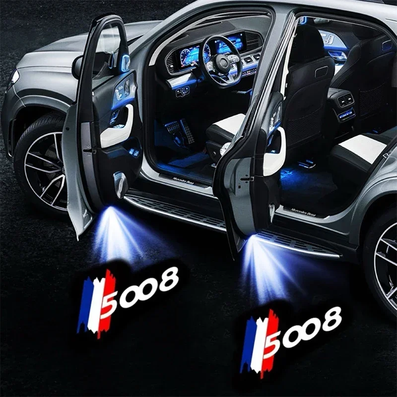 

2X LED Car Logo Projector Lamp Door Shadow Light Decoration for Peugeot RCZ 5008 4008 408 407 3008 508 308 Auto Car Accessories