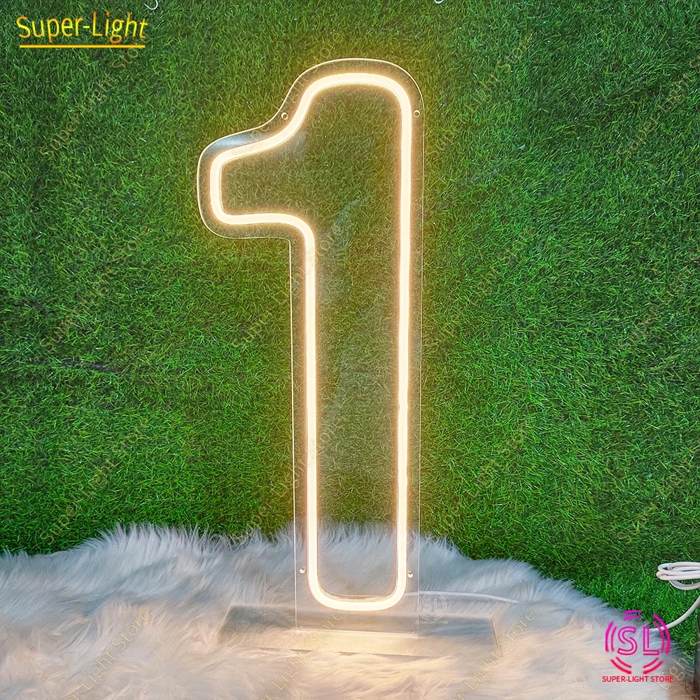 

Warm White Number 1 Neon Sign Birthday Decor LED Light Signs for Party Decoration Number 1 Lamp Kids Birthday Gift